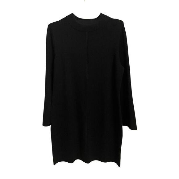 Banana Republic Factory Mock Neck Long Sleeve Sweater Dress Black Cotton Blend - Picture 1 of 7